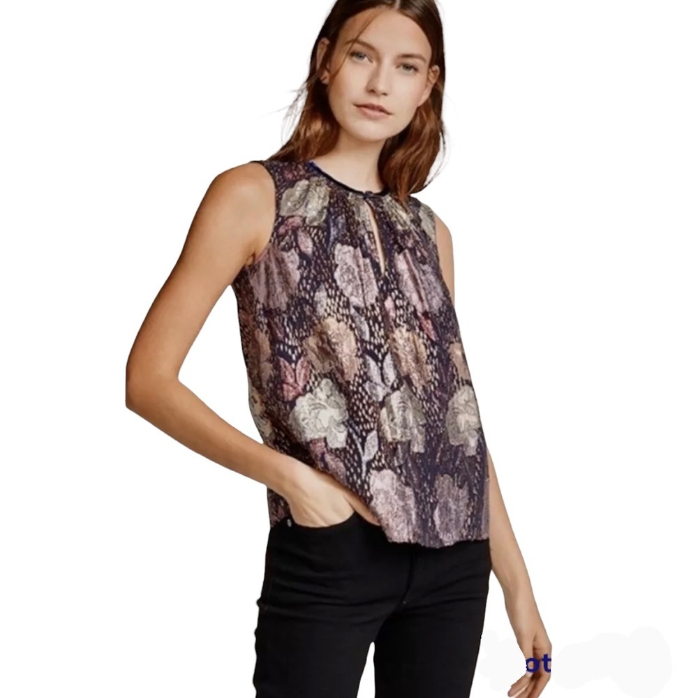 Rebecca Taylor Rose Clip Cocktail Top Velvet Piping Cami